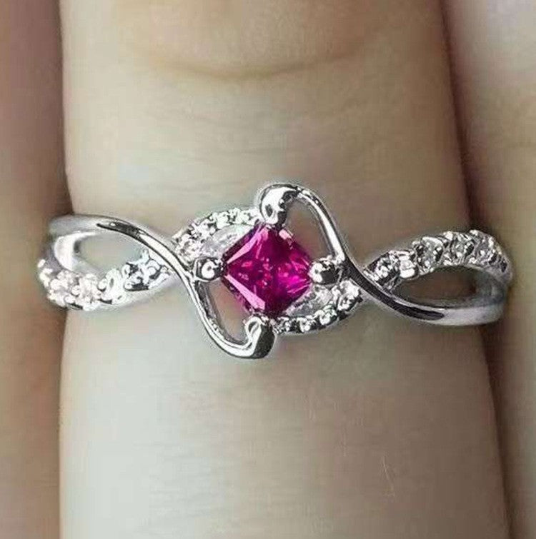 Wholesale Red Zircon Copper with Diamonds Copper Rings